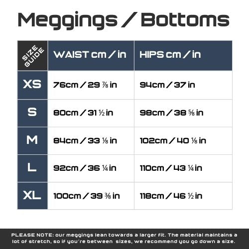 Third Leg Meggings Size Guide