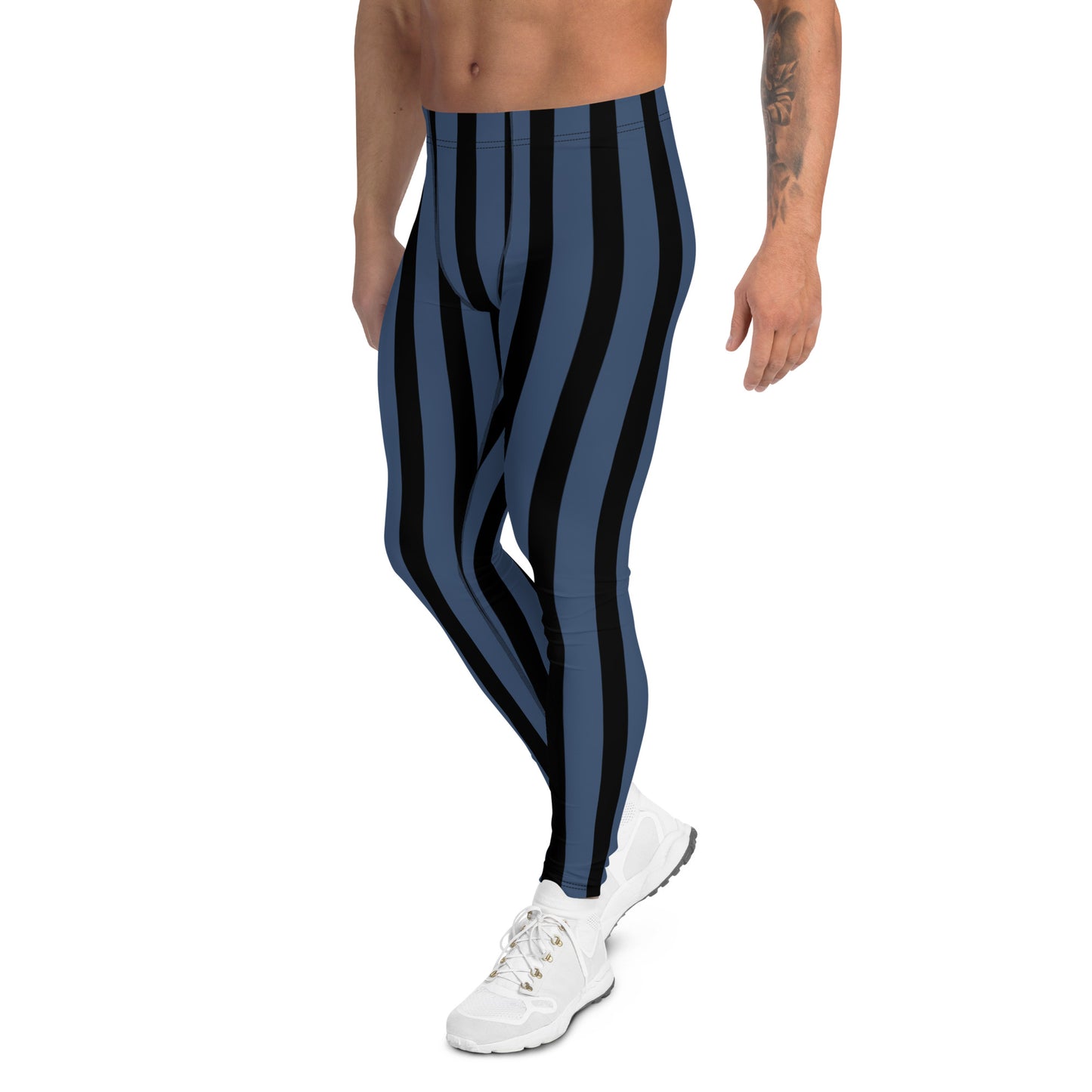 Blue Black Thick Stripe - Third Leg Men's Leggings